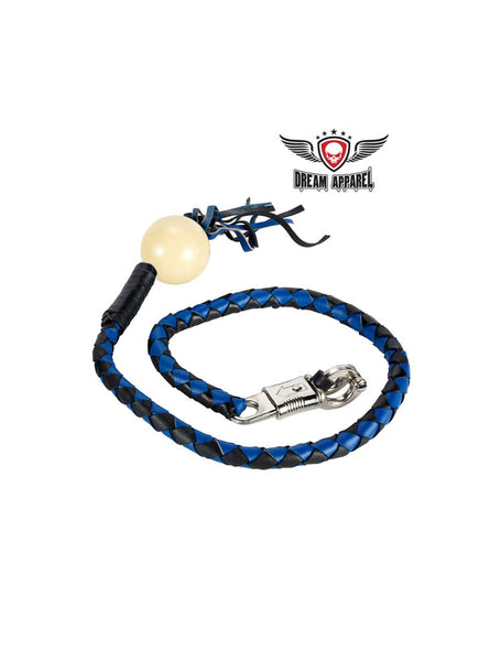 Black And Blue Fringed Get Back Whip With Pool White Ball Jimmy Lee Leathers Club Vest
