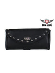 Black Leather Motorcycle Windshield Bag With Stud Jimmy Lee Leathers Club Vest
