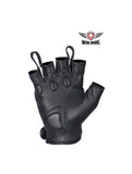 Fingerless Deer Skin Leather Gloves W/ Padded Palm & Knuckle Protectors Jimmy Lee Leathers Club Vest
