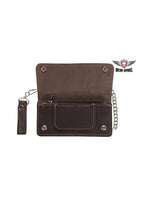 Heavy Duty Distressed Brown Leather Bifold Motorcycle Chain Wallet Jimmy Lee Leathers Club Vest