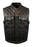 Jimmy Lee Leathers Mens Black Vest Diamond Design with Orange Stitching CCW Jimmy Lee Leathers Club Vest