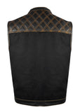 Jimmy Lee Leathers Mens Black Vest Diamond Design with Orange Stitching CCW Jimmy Lee Leathers Club Vest
