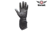 Ladies Lightweight Leather Motorcycle Gloves W/ Stitched Eagle Jimmy Lee Leathers Club Vest
