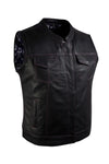 Ladies Motorcycle Leather CLUB VEST Premium Cowhide Purple Thread, Purple Paisley Lining By JLL Jimmy Lee Leathers Club Vest