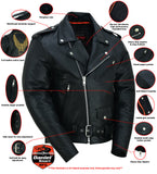 MEN'S EAGLE EMBOSSED LIVE TO RIDE - RIDE TO LIVE CLASSIC BLACK LEATHER S-8X Jimmy Lee Leathers Club Vest