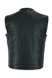 Mens Motorcycle Club Vest Black Paisley Liner, Front Zipper White Stitching by Jimmy Lee Jimmy Lee Leathers Club Vest