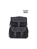 Premium Large Motorcycle Sissy bar Tour Bag with Studs and dual side door access Jimmy Lee Leathers Club Vest