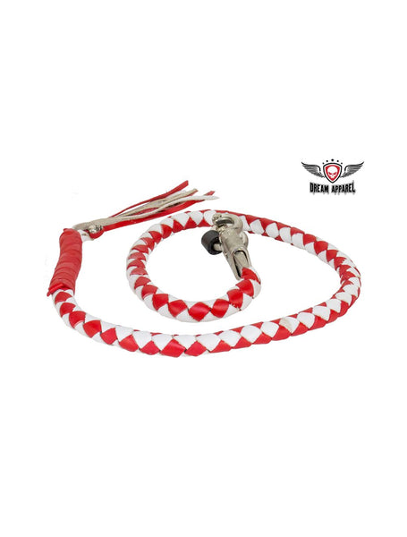 Red & White Get Back Whip For Motorcycles Jimmy Lee Leathers Club Vest