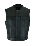 Riders Low Cut Neck Line Mens Leather Motorcycle Club Vest by Jimmy Lee Leathers Jimmy Lee Leathers Club Vest