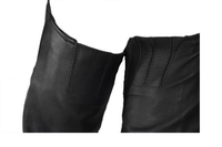 Soft Naked Cowhide Beltless Sling Chaps, uses YOUR belt Jimmy Lee Leathers Club Vest