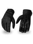 Touch Screen Leather and Denim combination Motorcycle gloves Jimmy Lee Leathers Club Vest