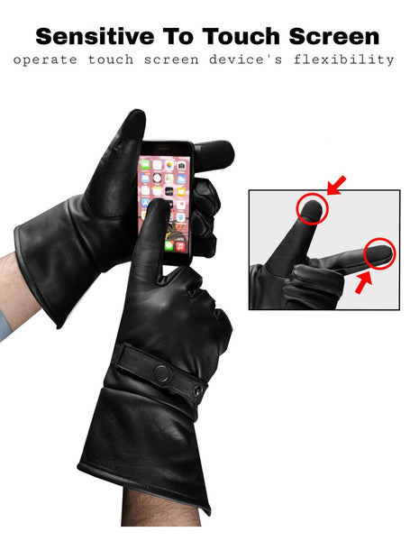 Touch Screen Sensitive Gauntlet Leather Riding Gloves with Lining Jimmy Lee Leathers Club Vest