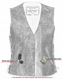 WOMEN'S GRAY SINGLE BACK PANEL CONCEALED CARRY VEST Jimmy Lee Leathers Club Vest