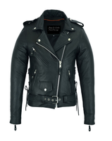 Women Classic Leather Motorcycle Jacket CCW Side Laces by Jimmy Lee Jimmy Lee Leathers Club Vest