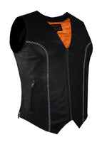 Women Zipper Front Vest with Bling, Side Zipper, Conceal Carry Pockets, Naked Cowhide Leather Jimmy Lee Leathers Club Vest