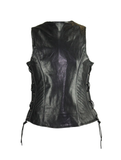 Women's Motorcycle Black Naked Cowhide Leather Vest by Jimmy Lee Leathers Jimmy Lee Leathers Club Vest