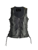 Women's Motorcycle Black Naked Cowhide Leather Vest by Jimmy Lee Leathers Jimmy Lee Leathers Club Vest