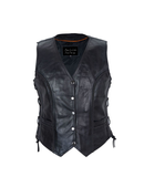 Womens Motorcycle Vest with Braid and Side Laces CCW by Jimmy Lee Leathers Jimmy Lee Leathers Club Vest